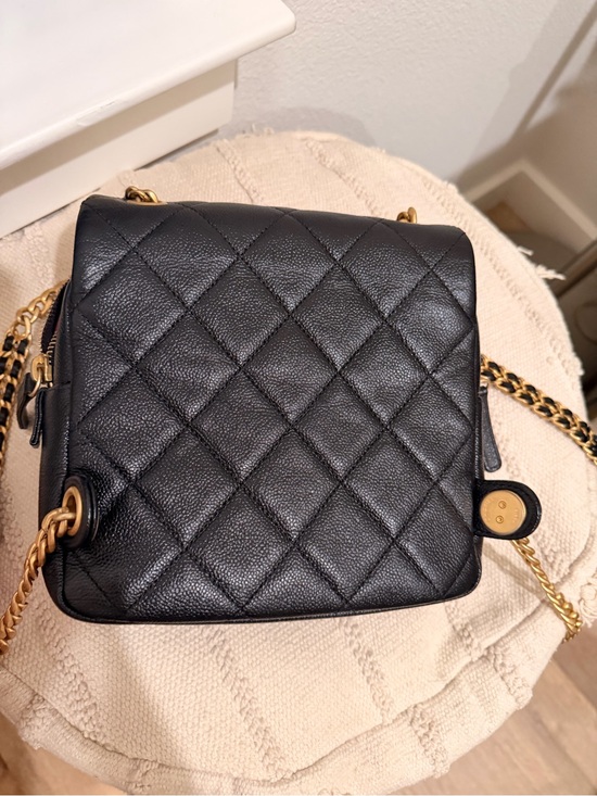 CHANEL Shiny Caviar Quilted Chain Melody Backpack Black main image 8